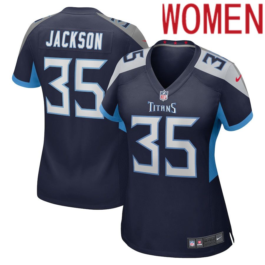 Women Tennessee Titans #35 Chris Jackson Nike Navy Game NFL Jersey->women nfl jersey->Women Jersey